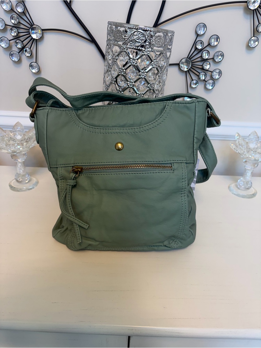Womens Green Crossbody Shoulder Bag by